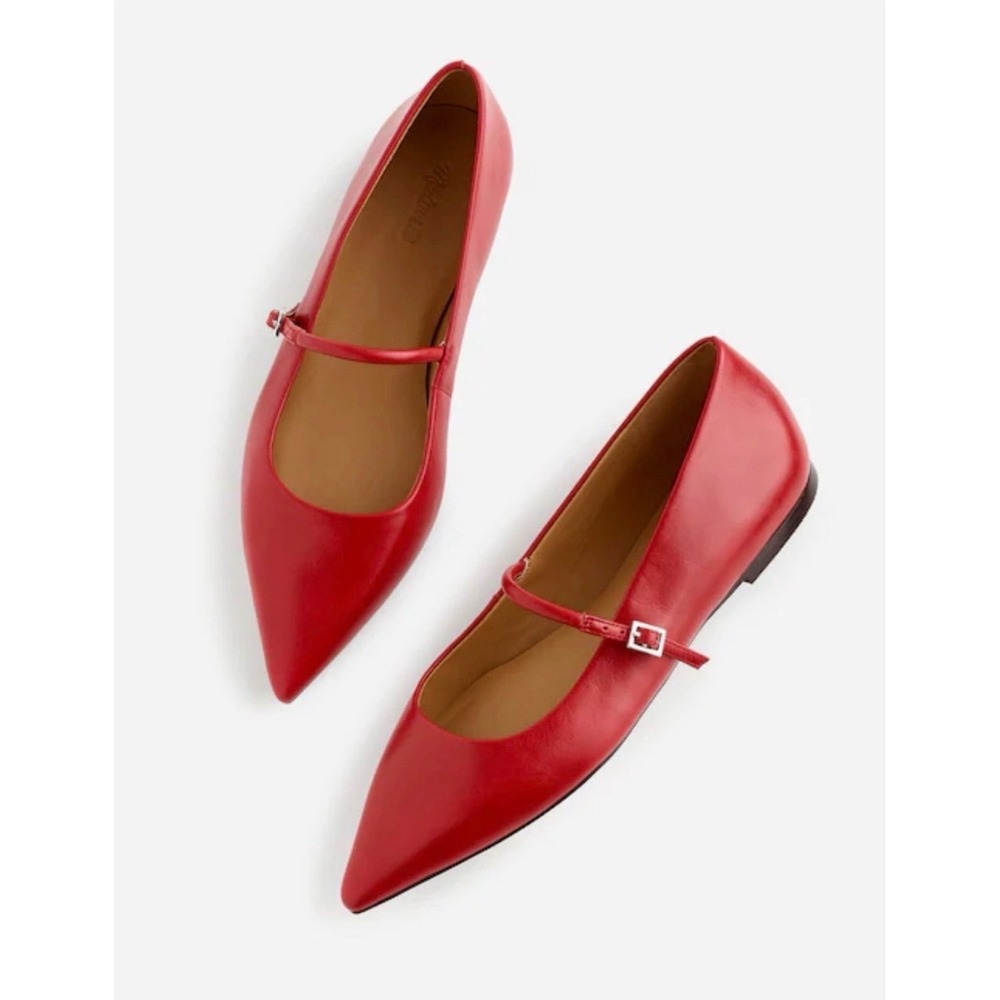 Madewell Elsie Pointed Toe Ballet Flats Mary Jane Red Preppy Boho French 7.5